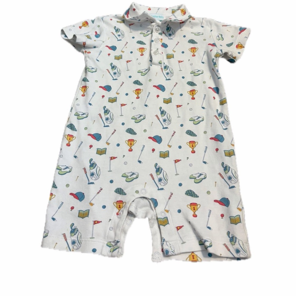 Feather Baby 12-18 month Pima cotton golf 
Collared Romper - Little Links